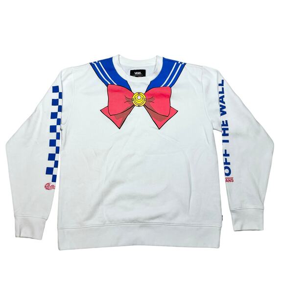 Vans x Pretty Guardian Sailor Moon Crewneck Sweater Large White Pullover New - Picture 1 of 6